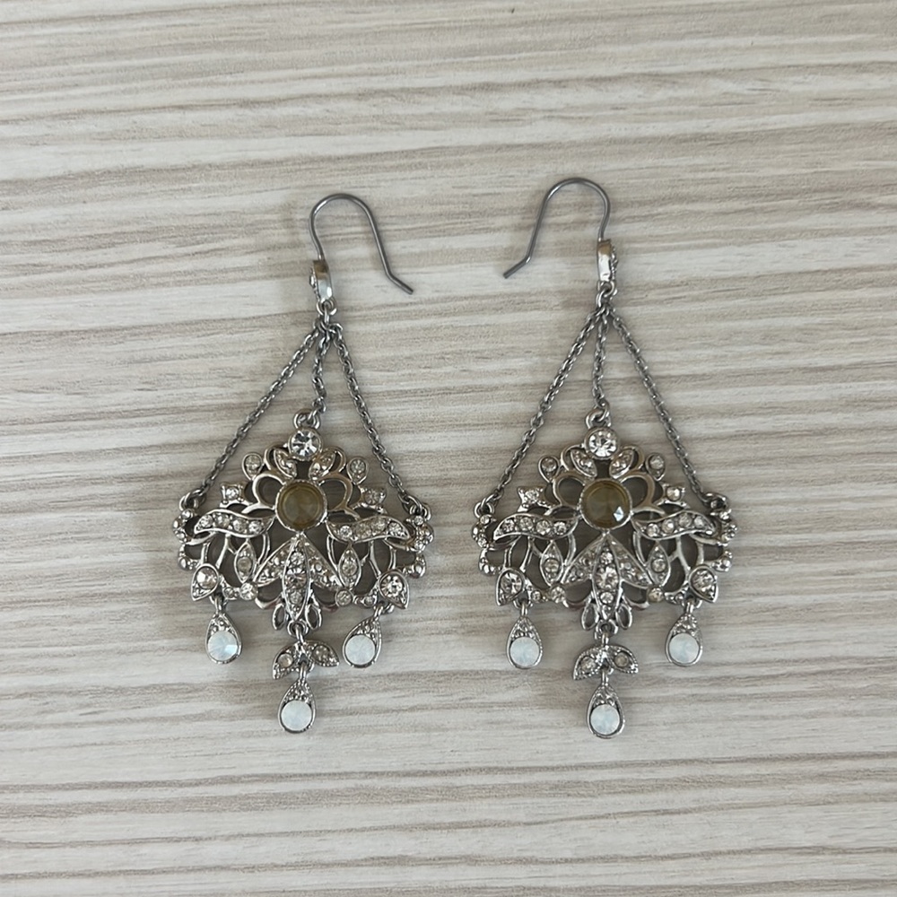 BaubleBar Silver Crystal Chandelier Drop Earrings - Picture 3 of 7